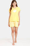 Rosaline Geo Blooms Knit Cotton Shorts Set - Minion Yellow — thumbnail 4